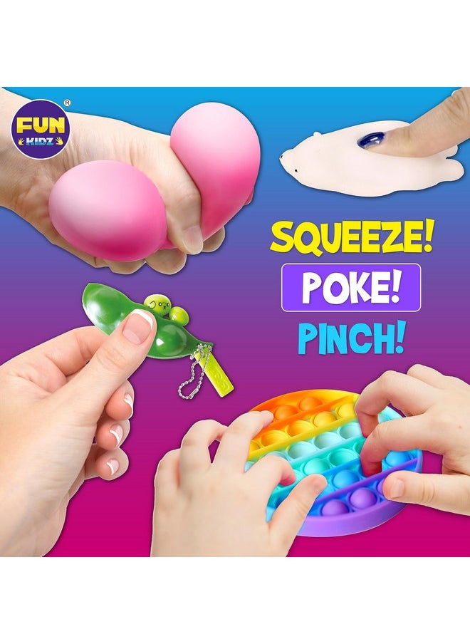Fidget Pack Box For Boys Girls 4-12, Funkidz Fidget Toys For Kids 5-7 Autistic Sensory Mystery Birthday Gifts In Reusable Portable Treasure Box Nice Party Favors