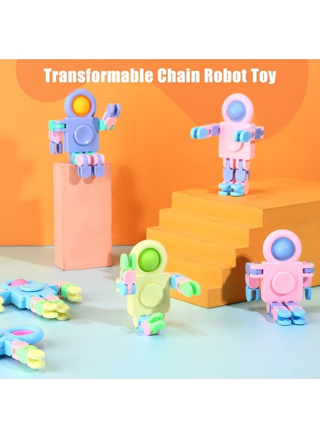 24 Pcs Robot Fidget Spinners Transformable Fingertip Gyro Chain Toy Fidget Sensory Toys Deformable Diy Stress Relief Fidget Toy Adults Piñata Goodie Bag Birthday School Gift