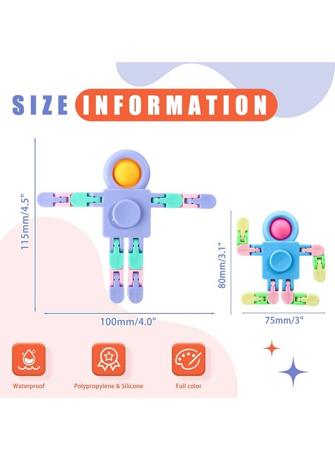 24 Pcs Robot Fidget Spinners Transformable Fingertip Gyro Chain Toy Fidget Sensory Toys Deformable Diy Stress Relief Fidget Toy Adults Piñata Goodie Bag Birthday School Gift