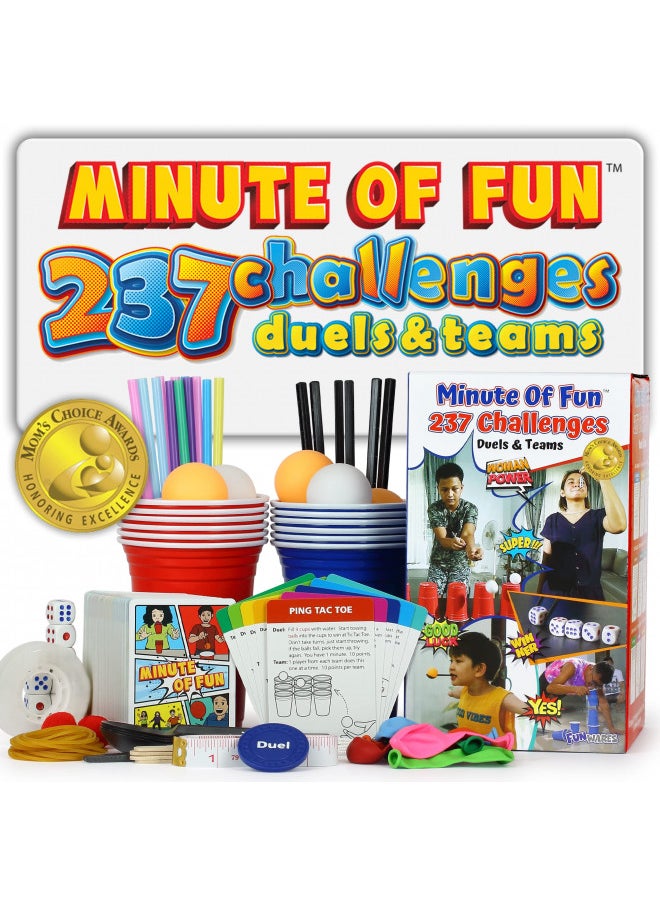 Minute of Fun Party Game - 237 Minute to Win It Challenges for Duels, Teams, Parties, Teens, Family, Friends, Party Games, Kids, Adults, Home, School, Travel 2-12 Players Mom's Choice Awards Winner