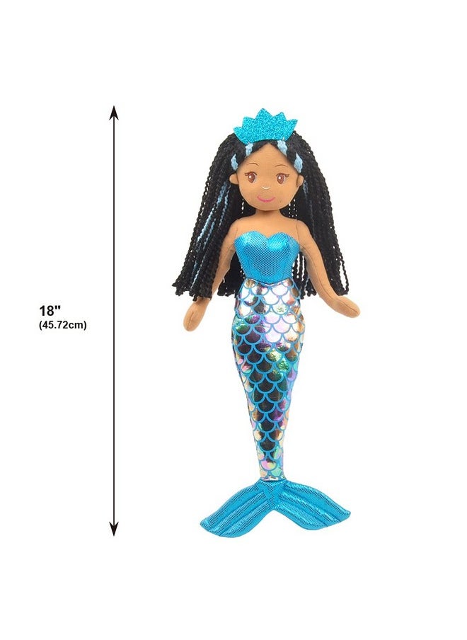 Toys,Aria Mermaid Doll, Soft Plush Mermaid, Blue, 18