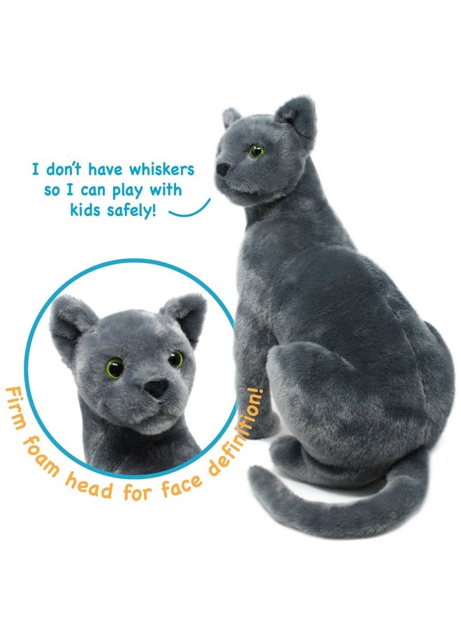 Rae The Russian Blue Cat - 12 Inch Grey Stuffed Animal Plush Gray Cat - By Tigerhart Toys