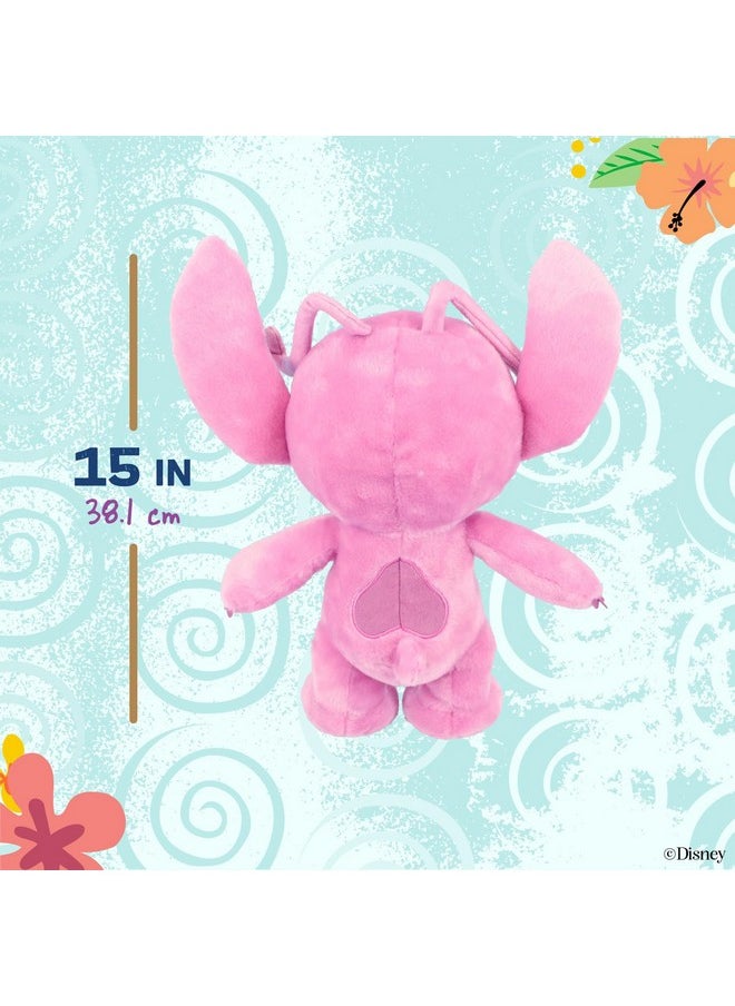 Disney Baby Lilo & Stitch Angel Soft Huggable Stuffed Animal Cute Plush Toy For Toddler Boys And Girls, Gift For Kids, Pink Angel 16 Inches