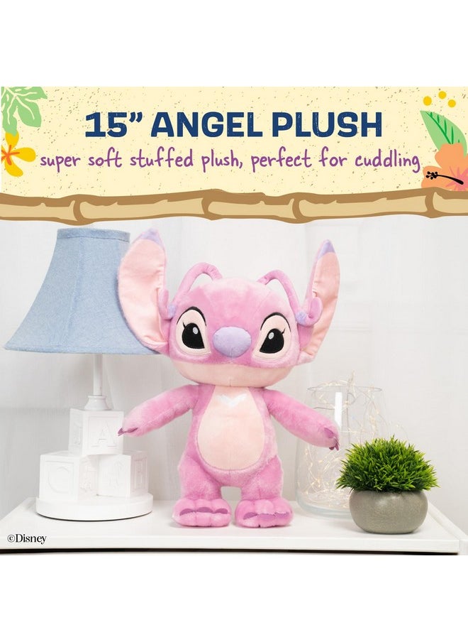 Disney Baby Lilo & Stitch Angel Soft Huggable Stuffed Animal Cute Plush Toy For Toddler Boys And Girls, Gift For Kids, Pink Angel 16 Inches