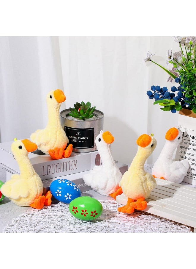 6 Pieces Goose Stuffed Animal 6.3 Inch Plush Goose Stuffed Goose White Light Yellow Stuffed Animal Toy Soft Stuffed Doll Birthday Gift For Christmas Party Supplies