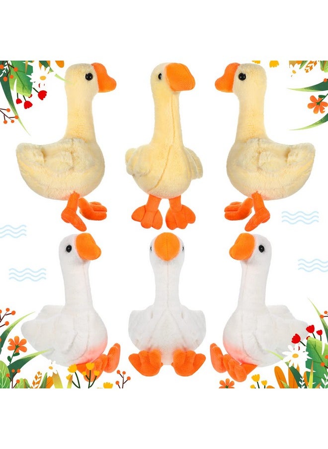 6 Pieces Goose Stuffed Animal 6.3 Inch Plush Goose Stuffed Goose White Light Yellow Stuffed Animal Toy Soft Stuffed Doll Birthday Gift For Christmas Party Supplies