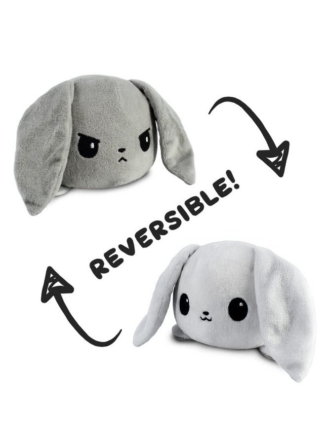 - The Original Reversible Bunny Plushie - White + Gray - Cute Sensory Fidget Stuffed Animals That Show Your Mood