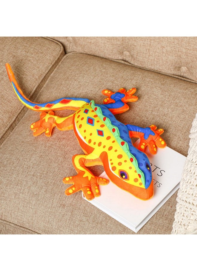 22 Inches Realistic Lizard Stuffed Animal Plush Toy With Spots Colorful Gecko Stuffed Animal Sturdy Gecko Plush Reptilian Toy Huggable Birthday Gift For Little Person Teens (Yellow)