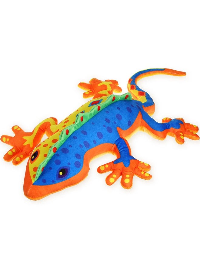 22 Inches Realistic Lizard Stuffed Animal Plush Toy With Spots Colorful Gecko Stuffed Animal Sturdy Gecko Plush Reptilian Toy Huggable Birthday Gift For Little Person Teens (Yellow)