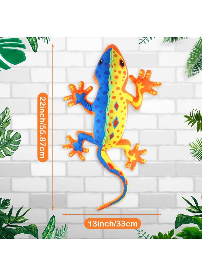 22 Inches Realistic Lizard Stuffed Animal Plush Toy With Spots Colorful Gecko Stuffed Animal Sturdy Gecko Plush Reptilian Toy Huggable Birthday Gift For Little Person Teens (Yellow)