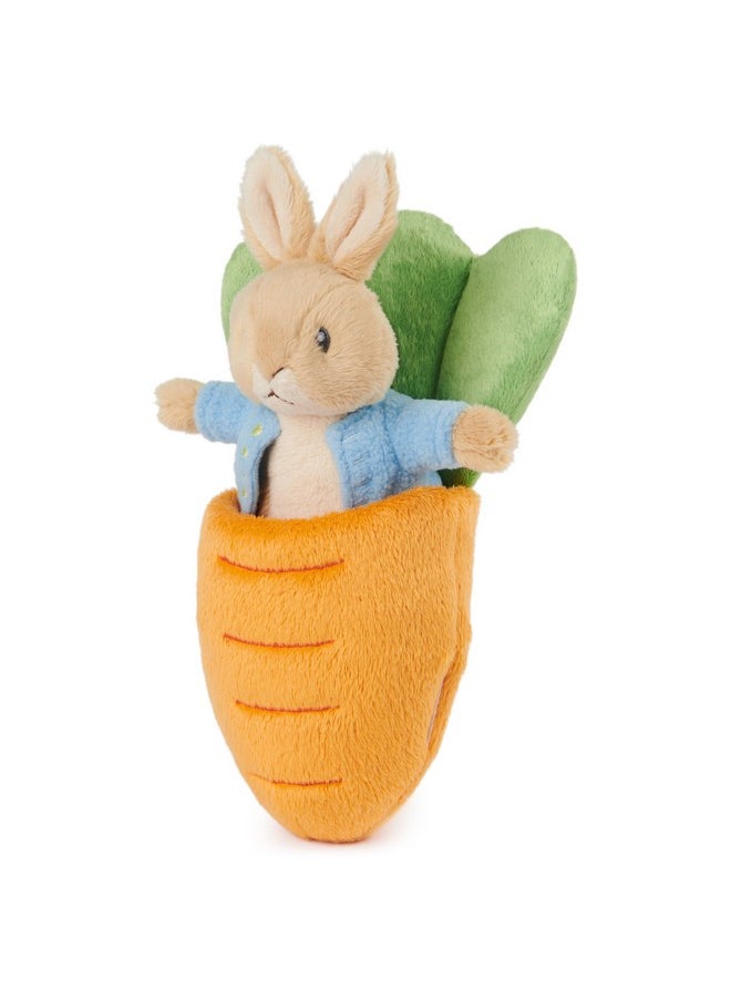 Beatrix Potter 2-In-1 Peter Rabbit With Carrot Plush Playset, Bunny Stuffed Animal For Ages 1 And Up, Orange/Blue, 7”
