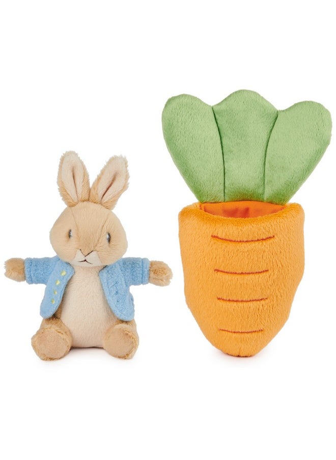 Beatrix Potter 2-In-1 Peter Rabbit With Carrot Plush Playset, Bunny Stuffed Animal For Ages 1 And Up, Orange/Blue, 7”