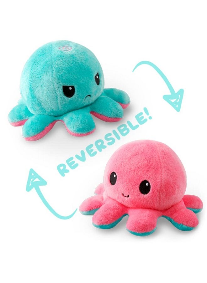 - The Original Reversible Octopus Plushie - Pink + Aqua - Cute Sensory Fidget Stuffed Animals That Show Your Mood, 4 Inch