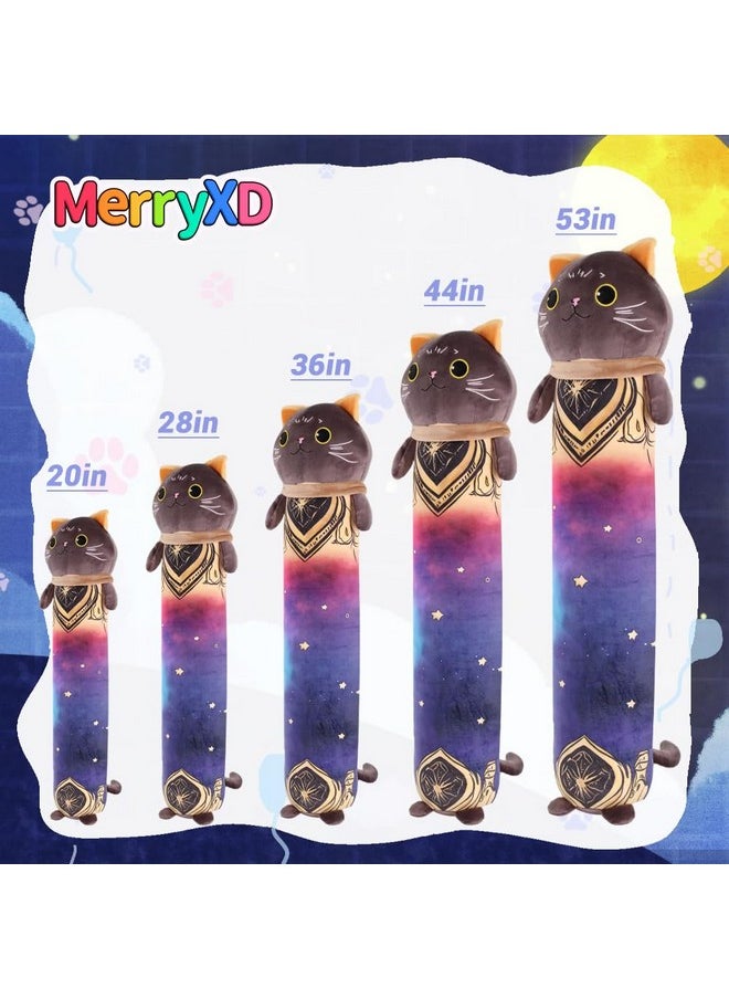 Kawaii Long Cat Plush Body Pillow, 20”Soft Cute Black Stuffed Animals Plushies, Kids Big Doll Toys, Ideal Gifts For Cuddles,Girls,Girlfriend,Boys,Birthday,Christmas,Halloween,Valentine'S Day