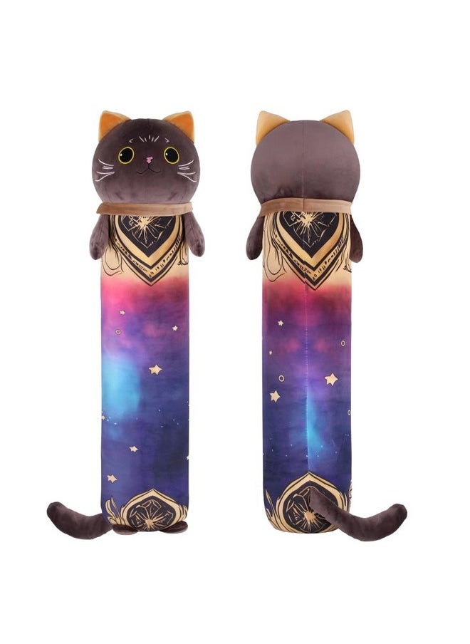 Kawaii Long Cat Plush Body Pillow, 20”Soft Cute Black Stuffed Animals Plushies, Kids Big Doll Toys, Ideal Gifts For Cuddles,Girls,Girlfriend,Boys,Birthday,Christmas,Halloween,Valentine'S Day