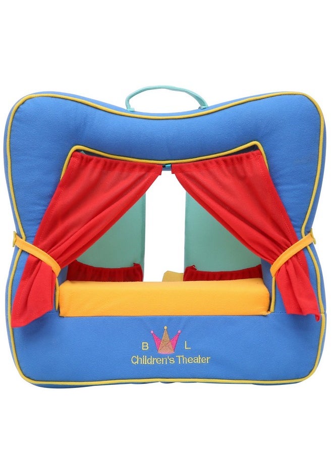 Finger Puppet Theater Stage By Better Line - Set Includes 6 Finger Family Puppets - Portable Plush Finger Puppet Theater Is The Best Preschool Kids (Blue)