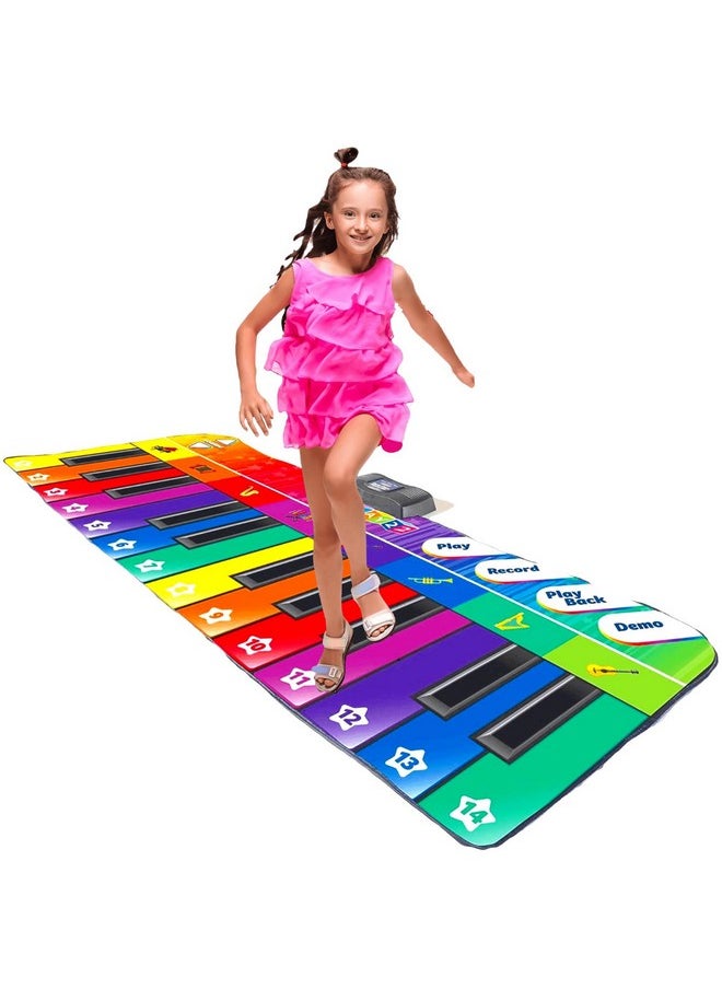 6 Ft. Floor Piano Mat For Toddlers - Giant Piano Playmat, 24 Keys, 8 Musical Instruments, Adjustable Vol, Built In Songs, Record & Playback - Best Musical Toy Gift For Boys & Girls Ages 3-10