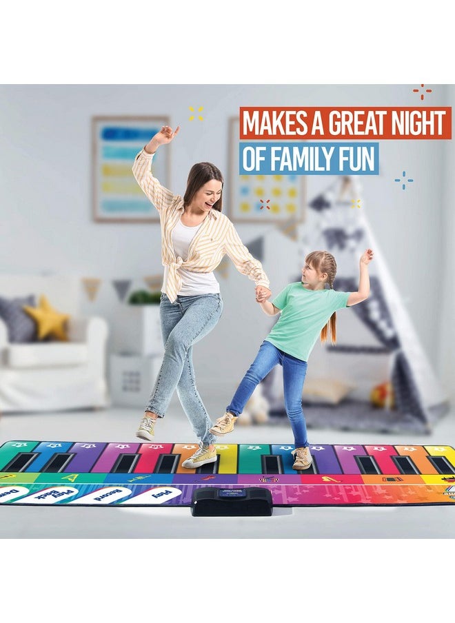 6 Ft. Floor Piano Mat For Toddlers - Giant Piano Playmat, 24 Keys, 8 Musical Instruments, Adjustable Vol, Built In Songs, Record & Playback - Best Musical Toy Gift For Boys & Girls Ages 3-10