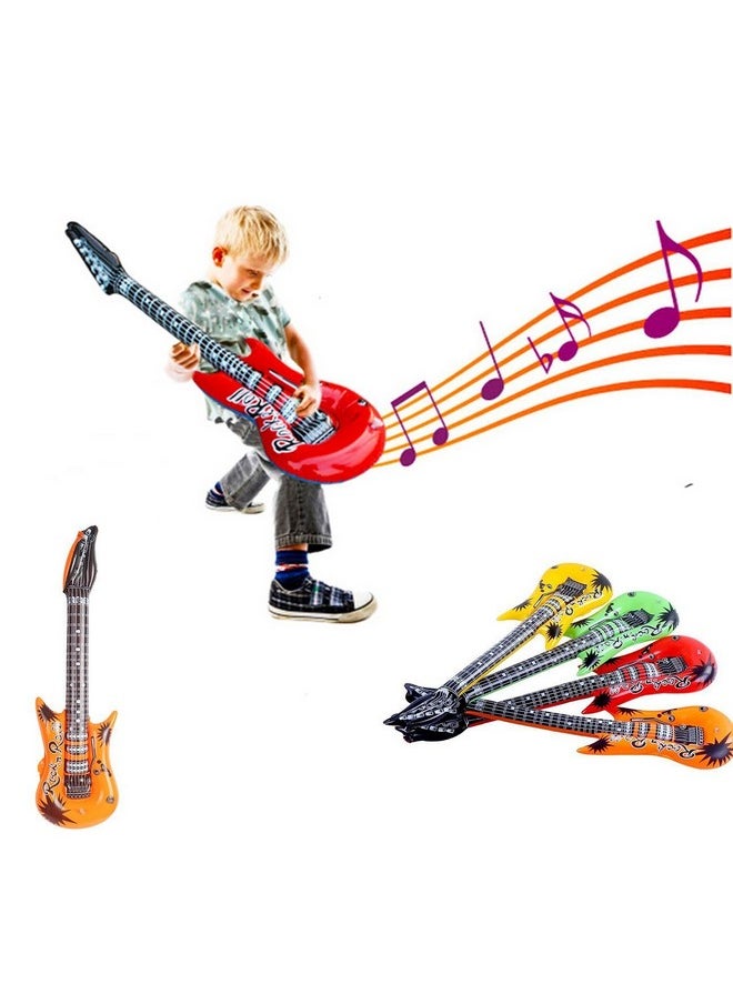 35 Inch Rock Star Inflatable Guitar Assorted Color For Children Party Accessories Inflatable Toys Pack Of 6