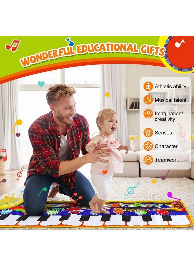 Baby Piano Mat With 25 Music Sounds, Kids Musical Playmat, Early Education Development Birthday Gift Music Toy For 1 2 3 Year Girls Boys, Piano Keyboard Touch Play Blanket For Child Toddlers