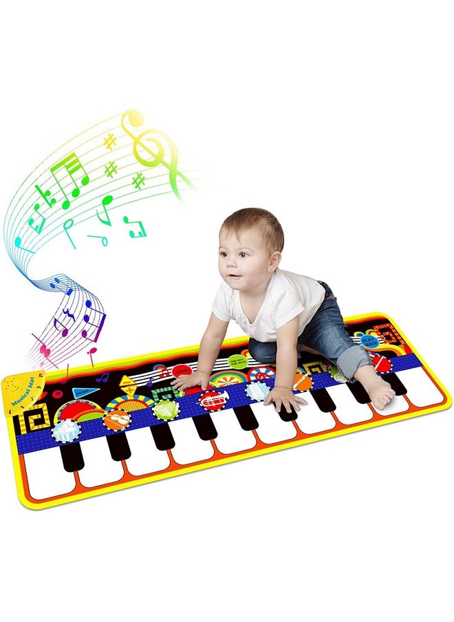 Baby Piano Mat With 25 Music Sounds, Kids Musical Playmat, Early Education Development Birthday Gift Music Toy For 1 2 3 Year Girls Boys, Piano Keyboard Touch Play Blanket For Child Toddlers