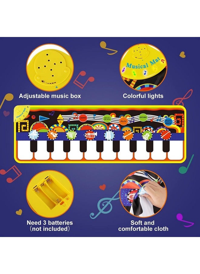 Baby Piano Mat With 25 Music Sounds, Kids Musical Playmat, Early Education Development Birthday Gift Music Toy For 1 2 3 Year Girls Boys, Piano Keyboard Touch Play Blanket For Child Toddlers