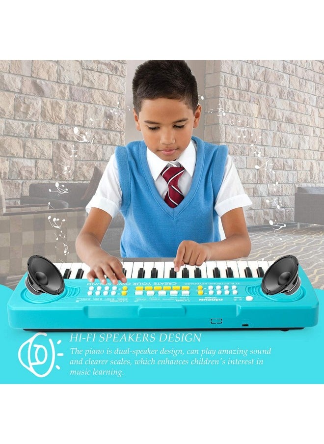 Kid Keyboard Piano - 37 Keys Keyboard Piano Kids Multifunction Music Educational Instrument Toy Keyboard Piano For 3, 4, 5, 6, 7, 8 Girls And Boys (Blue)