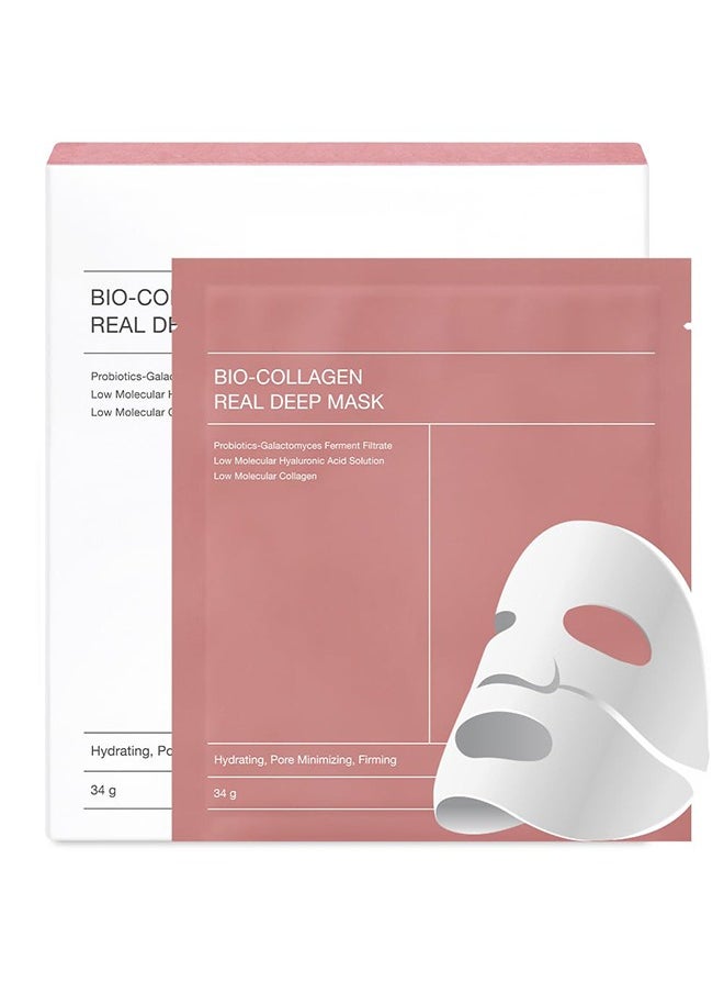 Bio-Collagen Real Deep Mask, Hydrating Overnight Mask, Pore Minimizing, Elasticity Improvement, 34g x4pcs