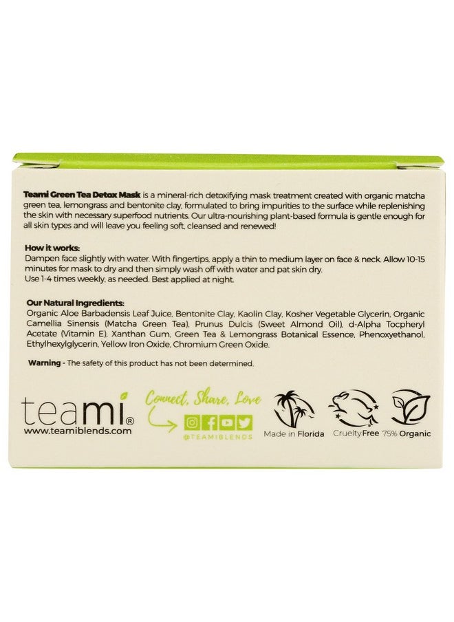 Detox Face Mask For Hydraiting, Moisturizing & Purifying, Blackhead Remover Green Tea Deep Cleanse Mask Reduces Acne & Oil, Pore Minimizer Clay Mask For All Skin Types 3.5 Oz