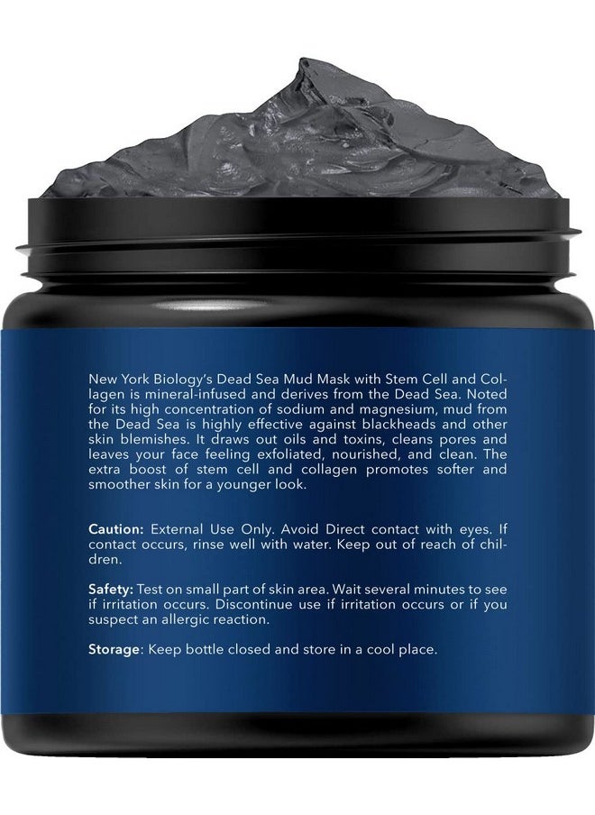 New York Biology Dead Sea Mud Mask For Face And Body With Stem Cell And Collagen - Spa Quality Pore Reducer For Acne, Blackheads And Oily Skin, Natural Skincare - Tightens Skin - 4 Oz - Pack Of 2