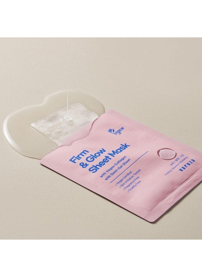 Firm & Glow Sheet Mask With Vegan Collagen Semi-Gel Sheet Biodegradable 100% Cellulose Sheet For Anti-Aging Hydration Elasticity Peptide Complex-9 Niacinamide (10)