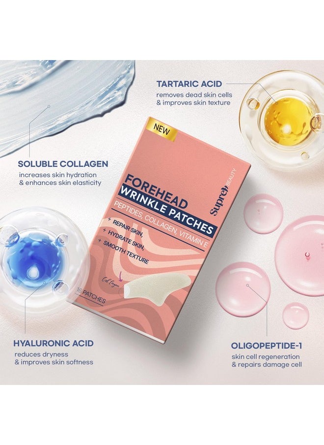 Forehead Wrinkle Patches Smoothing Overnight: Anti Wrinkle Patches For Face And Forehead Fine Lines & Frown Lines - With Peptide Collagen Hyaluronic Acid 16 Pcs