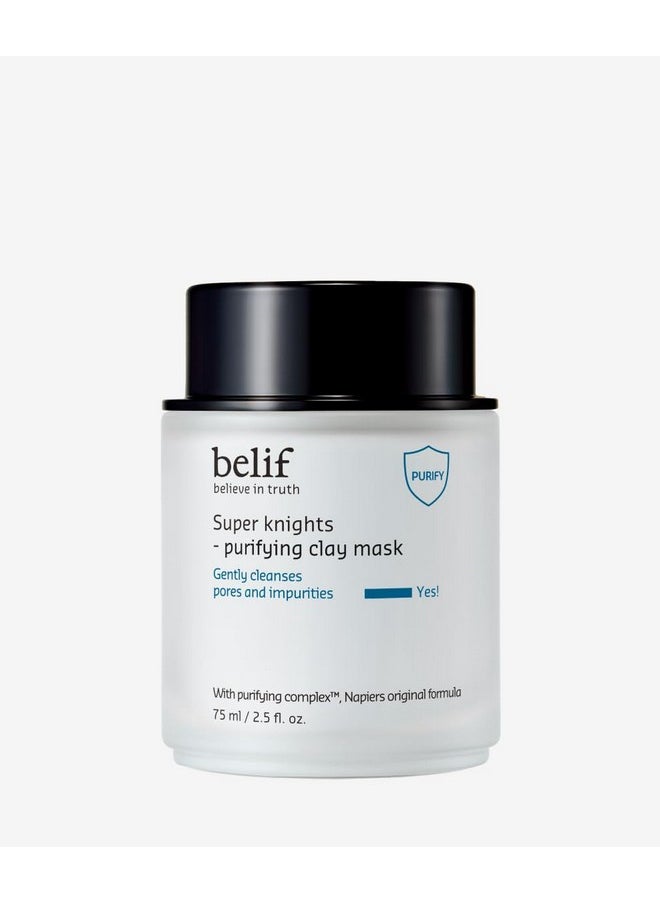 Super Knights Purifying Clay Mask, Hyaluronic Acid & Glycerin, Hydrating Wash Off Clay Face Mask, Pore Cleansing & Care, Targets Dryness, Oiliness & Uneven Texture, Korean Skin Care