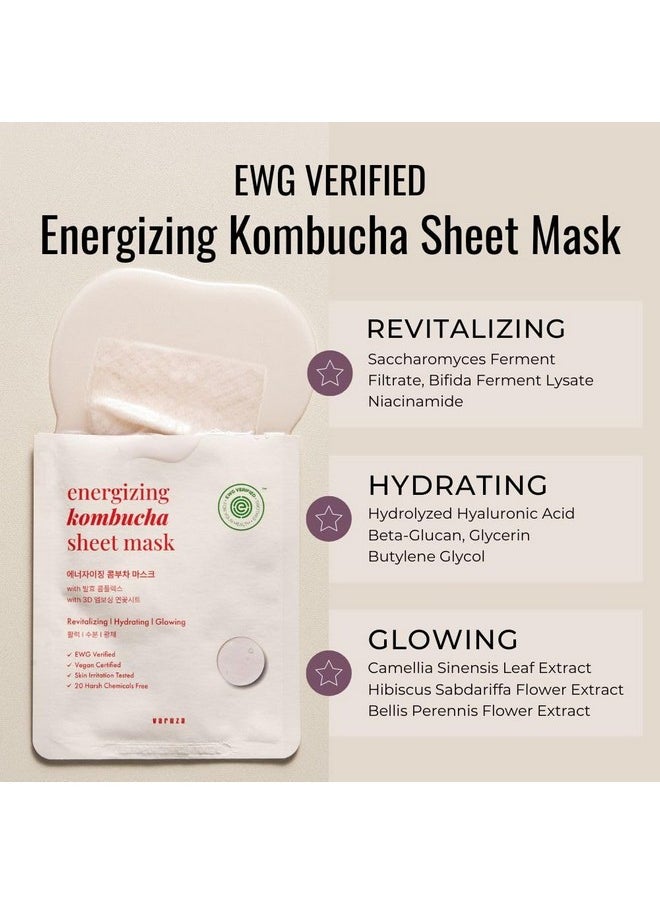 Ewg Verified Kombucha Sheet Mask Lyocell 3D Snow Crystal Sheet Fermented Bifida 20 Harsh Chemicals Free Clean & Radiant Skin (10 Count (Pack Of 1))