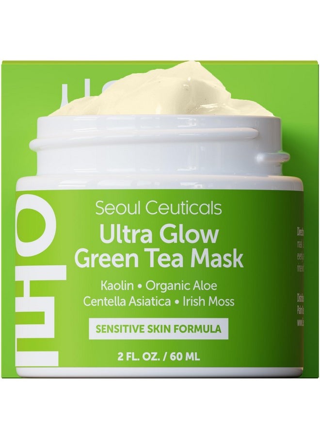 Korean Skin Care Face Mask For Sensitive Skin - Korean Skincare Green Tea Wash Off Masks - K Beauty Face Masks - Aloe Vera Mask + Centella Asiatica Hydrating Facial Spa Mask 2Oz