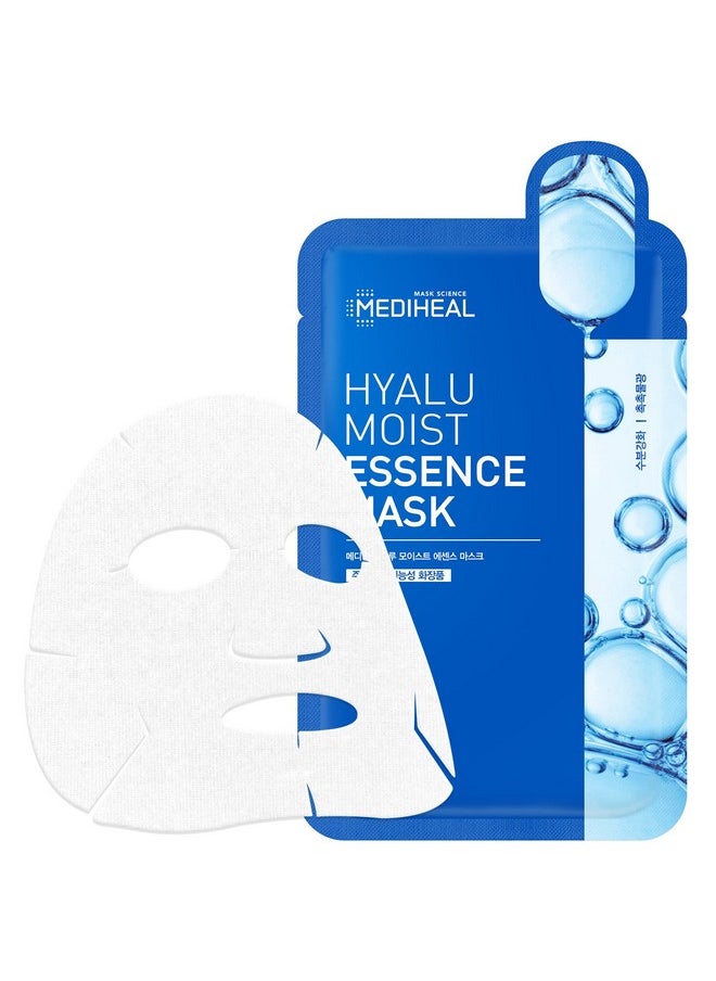 Hyaluronic Acid Moist Essence Facial Mask, Pack Of 15 - Hydrating Mask Sheet For Dry And Sensitive Skin, Deep Moisturization, Silky Smooth Cellulose Sheet