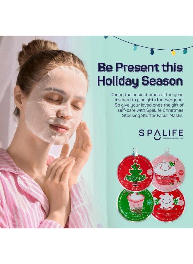Christmas Stocking Stuffer Facial Masks 12-Pack - Hydrating, Smoothing, And Refreshing Skin-Clearing Face Sheet Masks - Skincare Set For Moisturizing And Soothing Beauty