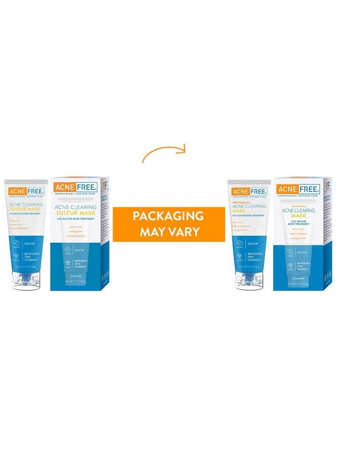 Acne Clearing Sulfur Mask Treatment For Clearing Acne, Absorbing Excess Oil And Unclogging Pores With Vitamin C And Bentonite Clay, 1.7 Ounce - Pack Of 3