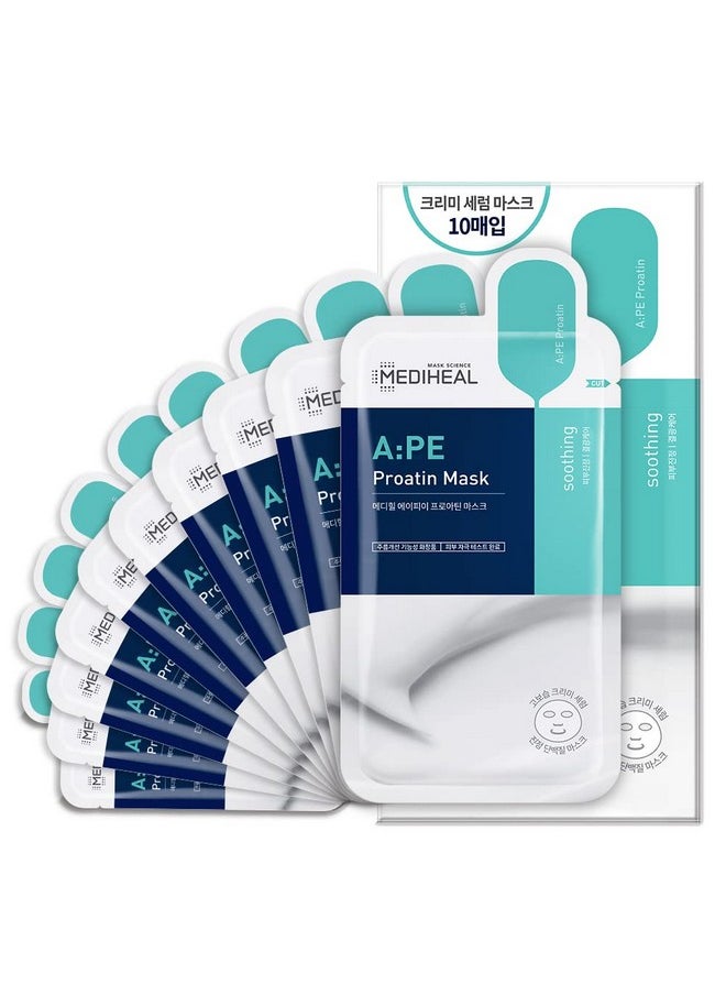 A: Pe Proatin Sheet Mask, Pack Of 10, Soothing And Strengthening Skin Barrier Face Mask With Amino Acid And Latobacillus, High Moisture Creamy Essence, Calms Irritated And Sensitive Skin