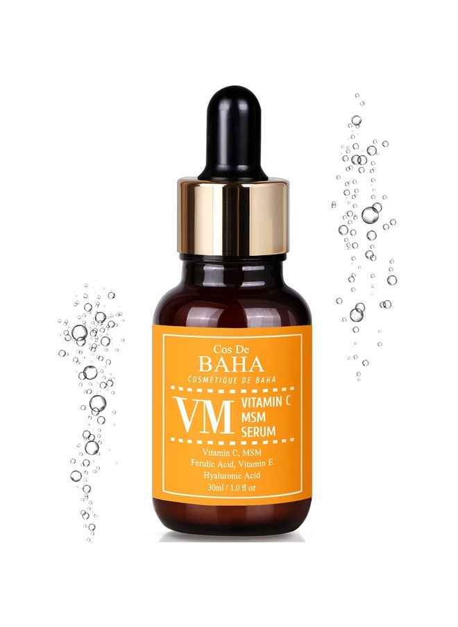 Vitamin C Facial Serum With Msm - For Fades Age Spots, Smoothing Fine Lines + Dark Spots, Pore Refining, Resurfacing, 1 Fl Oz (30Ml)