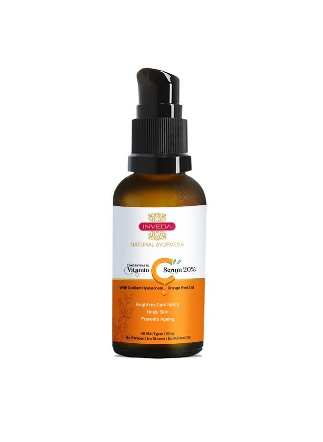 Concentrated Vitamin C Serum 20%, Removes Dark Spots, Gives Even Tone, Bright & Tight Skin With Orange Peel Oil For Hydrated Youthful Glow, 30Ml