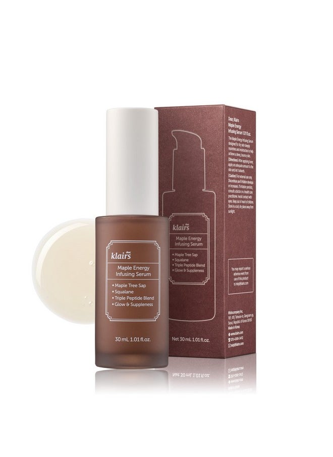 Maple Energy Infusing Serum 30 Ml, Maple Energy, Pore Minimizing, Peptide, Squalane, Hydrating And Moisturizing Serum, Korean Skin Care, All Skin Types