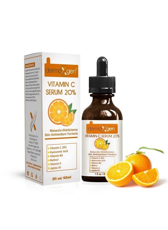 20% Vitamin C Serum + Hyaluronic Acid + Retinol + Vitamin E + Vitamin B Pure Organic- Boost Skin Collagen, Moisturizer, Anti Aging & Wrinkle Facial Serum
