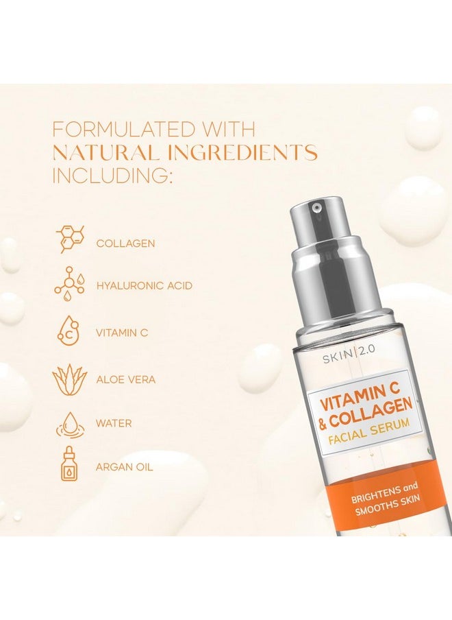 C & Collagen Serum & Day Cream Value Set - Dermatologist Tested Korean Skin Care For Dark Spots & Brightening - Anti Aging Acne Facial Serum - Cruelty Free - For All Skin Types - By Skin 2.0