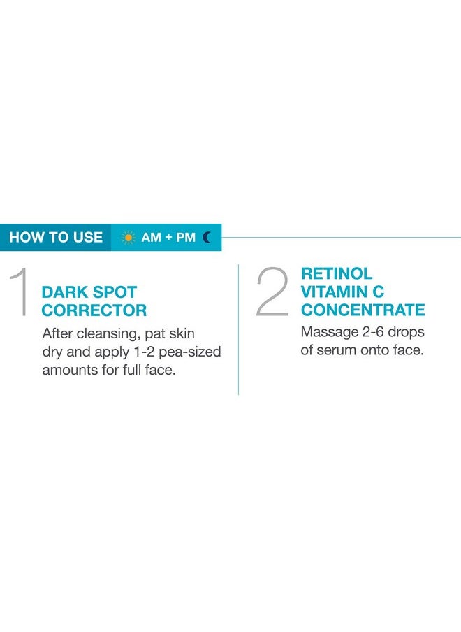 Md Complete Dark Spot Retinol Duo | Professional Dermatologist Dark Spot Correction | Includes Dark Spot Corrector 1.0 Fl Oz And Retinol Vitamin C Concentrate Serum 0.5 Fl Oz| Set Of Two