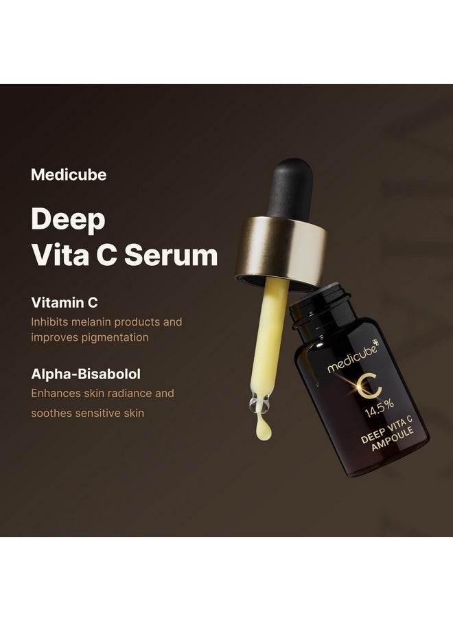 Deep Vita C Serum 2.0 || 14.5% Pure Vitamin C Reduce The Appearance Of Hyperpigmentation, Dark Spots, And Blemishes | 16 Self-Tests Complete | Korean Skincare (10G * 3 Bottles)