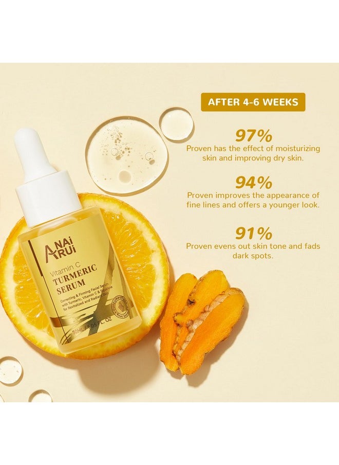 Vitamin C Face Serum For Dark Spots, Glowing Turmeric Facial Serum, Anti-Aging Facial Serum For Wrinkles, Evening Tone, Moisturizing - 1.05 Fl.Oz