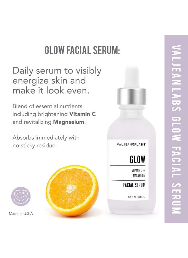 Facial Serum, Glow | Vitamin C + Magnesium | Helps To Brighten And Clear Skin, Even Tone And Prevent Wrinkles | Paraben Free, Cruelty Free, Made In Usa (1.83 Oz, 2 Pack)