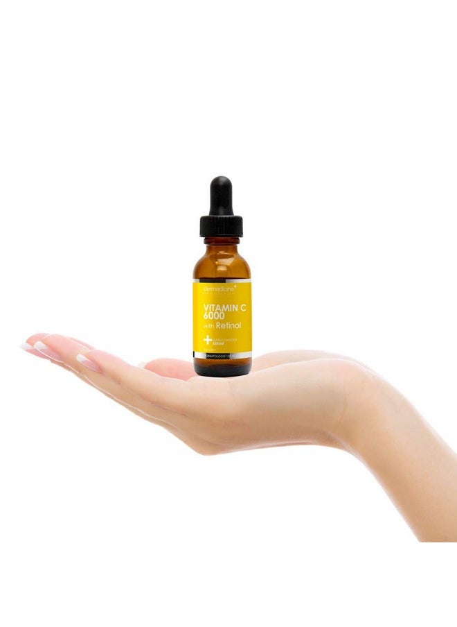 Vitamin C 6000 W/Retinol Anti-Aging Serum For Face | Pharmaceutical Grade | Helps Smooth Wrinkles, Brightens Complexion | Improves Texture & Tone For More Youthful Skin | 1 Fl Oz / 30 Ml