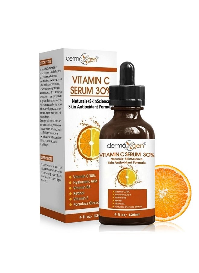 Vitamin C Serum With Pure Retinol, Hyaluronic Acid, & Organic Anti-Aging Formula - 4 Fl Oz
